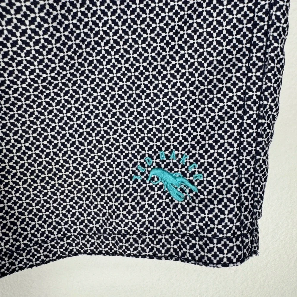 Ted Baker Navy‎ Geometric Print Swim Shorts Trunks Lobster Logo Mens Size 3 L